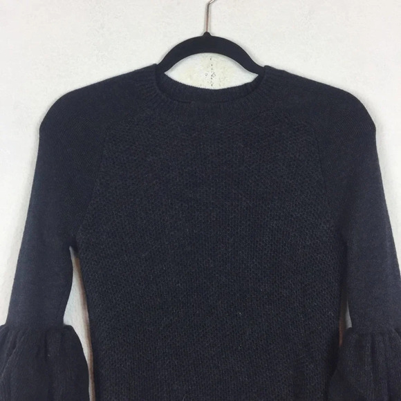 Club Monaco Ellodie Grey Wool Ruffle Puff Sleeve Knit Sweater XS - Picture 4 of 12